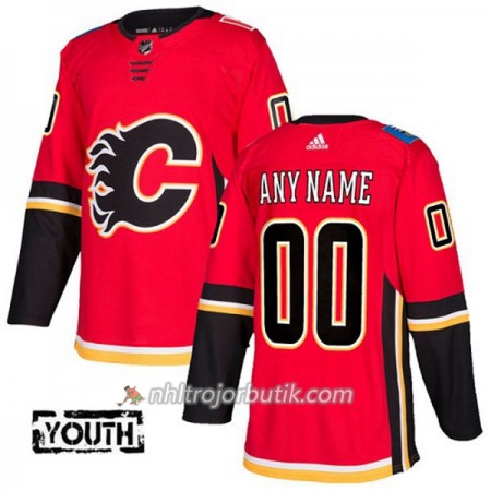 Barn Ishockey Calgary Flames Tröja med eget tryck Adidas 2017-2018 Röd Authentic